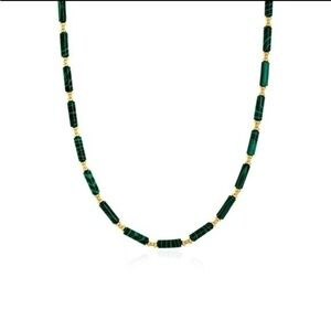 - 18K GP Green Malachite Bamboo Shaped Necklace